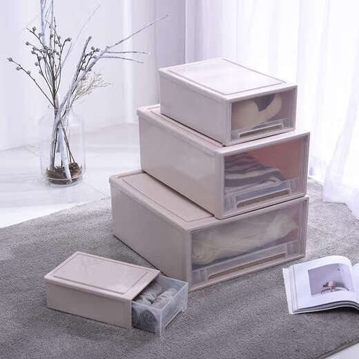 Vinoya Clothing Storage Box Plastic Storage Box Drawer Transparent Wardrobe Storage Box Underwear Storage Box Clothing Organizer C3523 Depth 45 Width 35 Height 23 Meter gray transparent one-pack