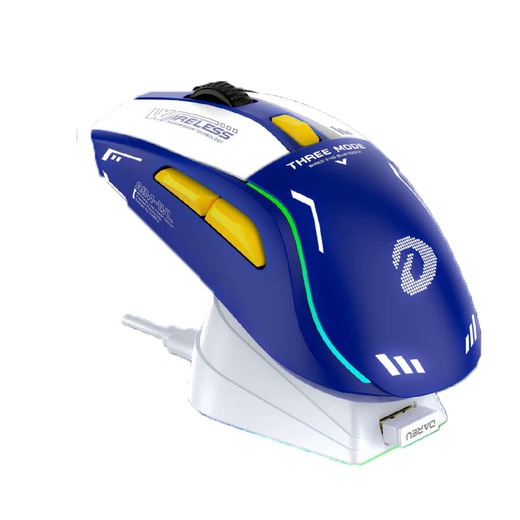 Ratón inalámbrico Daryou A950, ratón de deportes electrónicos para juegos con cable de tres modos, ratón Bluetooth de contrato intrépido, conexión inalámbrica, juego de gallina RGB, PlayerUnknown's Battlegrounds, función macro delta, versión mecha CF A950, batería grande de 1K+930mh