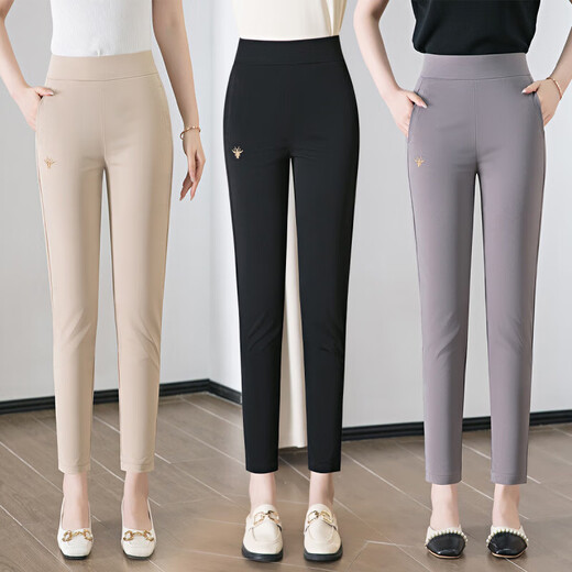 9276 Summer Pats de mujer de mediana edad elástica de Nine Nine Nine Pantalones de mediana edad.