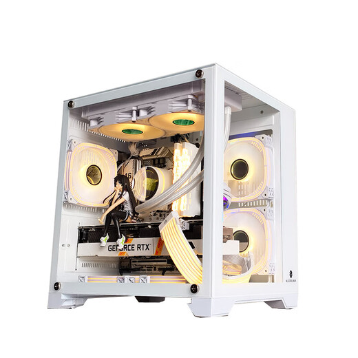 Wanjia Gu Yongzhe MINI weißes Computergehäuse Desktop MATX Zimmer mit Meerblick, 240 integrierte wassergekühlte, vollseitig transparente ITX-Desktop Gu Yongzhe MINI weiß + Prisma weiß RGB sieben Lüfter