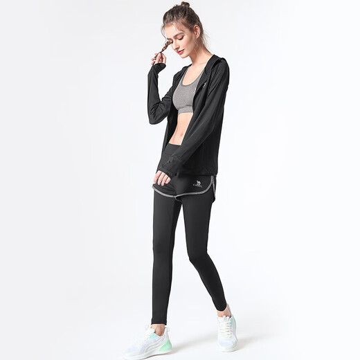 Camel (CAMEL) yoga suit for women's fitness sportswear five-piece set A7S1UL8135 black L