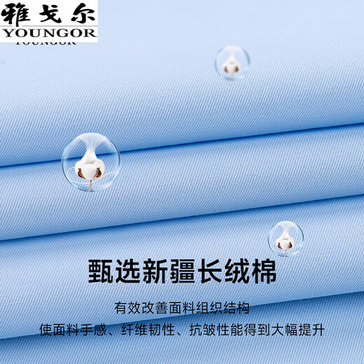 雅戈尔官方旗舰店100%纯棉短袖衬衫男士夏季高端休闲职业正装免烫白衬衣 DX6621【紫宽条纹】 41  【建议145-160斤】