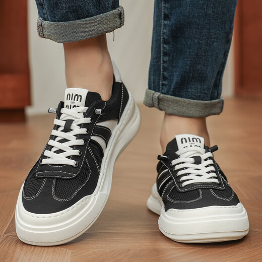 LINBUXAN summer men's shoes breathable thin ice silk cloth shoes men's casual board shoes canvas one-foot lazy shoes men's black 40