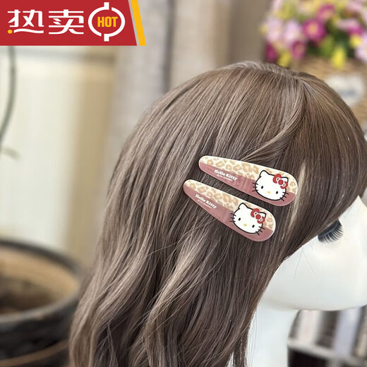 
Shantoulin Village hellokitty hair clip HelloKitty headdress autumn and winter brown leopard print BB clip girl hair clip sweet bangs 12187 leopard print markless hair clip pair