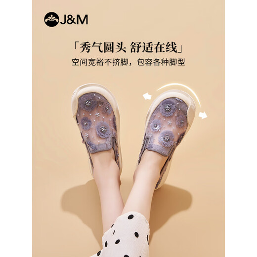 Happy Mary (J/M) 2025 Sommer Neue vielseitige Leinwandschuhe Blumenperlen und Stücke Frauenschuhe Casual Schuhe Low Top atmrearable Frauenschuhe weiß 36 36