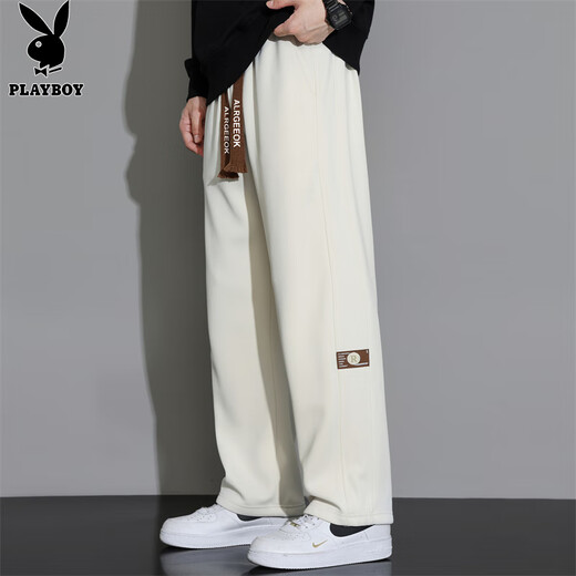 Playboy (PLAYBOY) pants men's straight casual pants men's autumn and winter high-end trousers loose wide-leg trendy sports pants