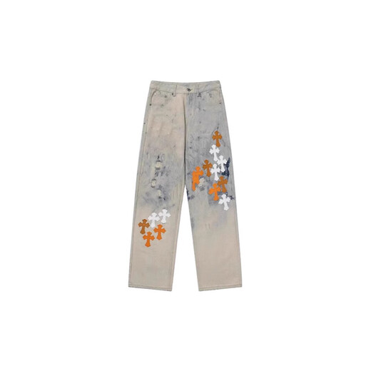 
Crowxinping replaces CH Crowxin cross leather label washing jeans couple street loose jeans OF9928 OF9928 30 /M