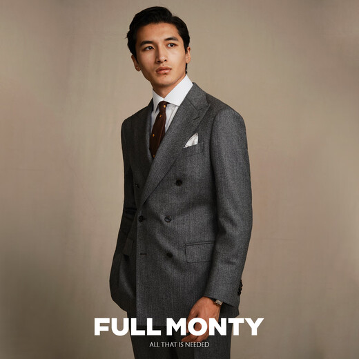 FULL MONTY Suit Suit Men's Suit Suit Pure Wool Double-breasted Groom's Suit Wedding Suit Spring and Autumn Business Formal Wear Size 52 Tops and Trousers Please contact customer service for remarks