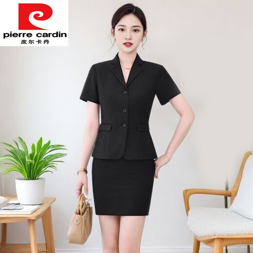 Pierre Cardin Sommer dünner kurzärmeligter Anzug professioneller Anzug Frauen formelle Arbeitskleidung 6623 Blau einköpfige Anzug Jacke S Wear 80 Jin [Jin gleich 0,5 kg]