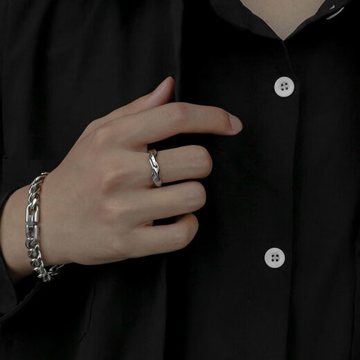 Shenglan retro ring men's trendy single ring niche design men's open adjustable ring cold wind tail ring endless ring open adjustable