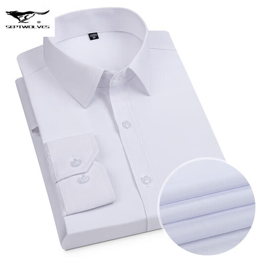 Sieben Wölfe mittlere und junge neue Herren-Baumwollhemd 2024 Four Seasons Universal Atmungsfreie Respel Business Pocket Multi-Color Working Long Sleeve 6636 38