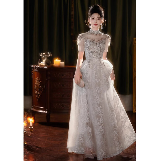 Pierre Cardin High-end Dress for Women 2025 New Light Luxury Niche Student Day Adult Ceremony Art Exam Host Small Style Champagne Gold M