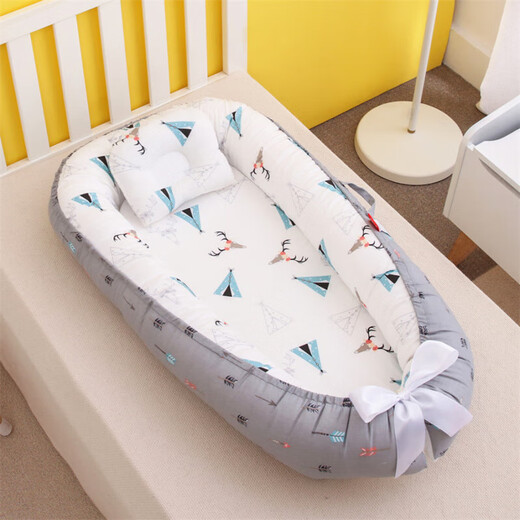 Hemei portable baby nest anti-pressure crib mid-bed bionic baby pillow mommy travel crib Star travel (HDJ with quilt) 50*85
