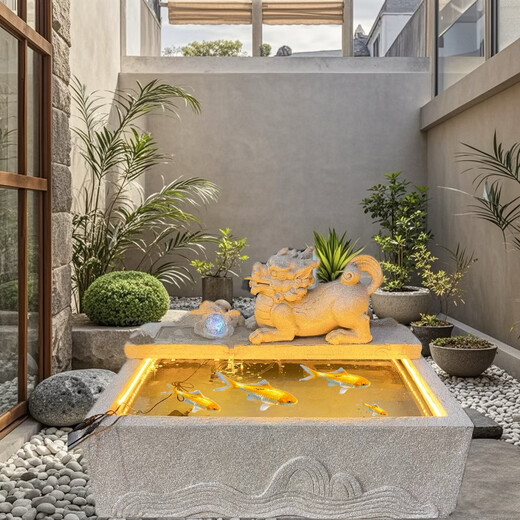 庭院户外鱼池造景假山喷泉露台花园养龟池貔貅风水缸流水摆件 6628流水景观组合