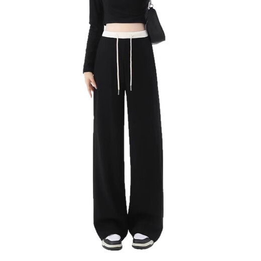 Pantalon de maternité artistique 2025 Nouveau pantalon de sport épissé de couleur contrastée au printemps et automne à l'extérieur du pantalon de la maternité à jambes larges décontractés décontractés