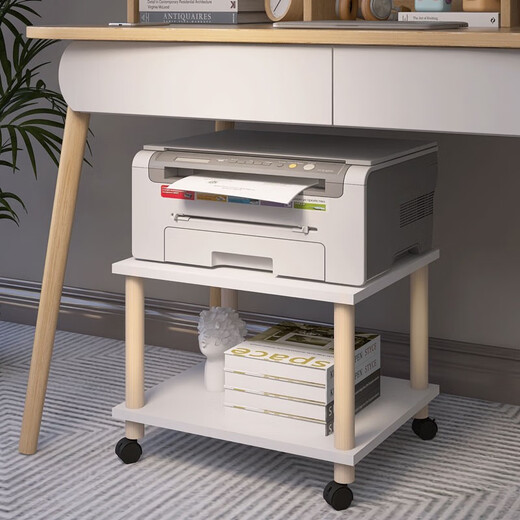 Rack d'imprimante Lin Xiaomu Rack de placement mobile à deux couches sous le support de table avec un support de copie de poulie. Espacement de calque blanc simple 1049 * 44 * 24,2 cm