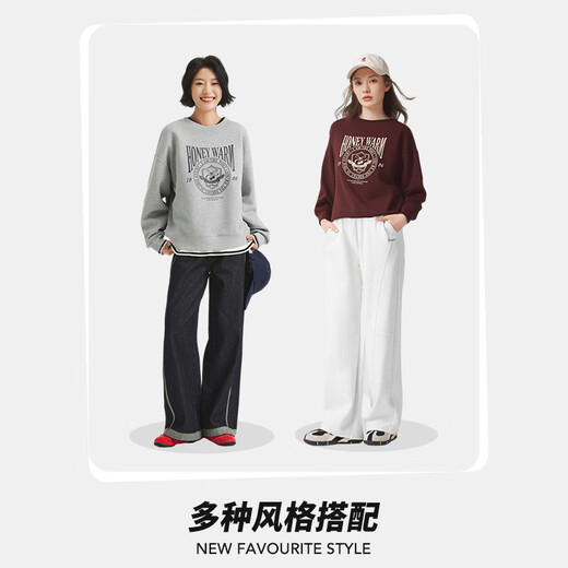热风外套女2025年秋季新款女士复古图案休闲百搭美式复古卫衣 09灰色 XL