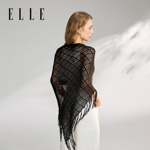 
ELLE tassel knitted small shawl for women in spring and autumn summer air-conditioned room with thin long scarf shoulder vest cardigan