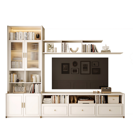 Personalización de gabinete de televisión de Sofía de estilo Europa Gabinete de pared Combinación Gabinete de almacenamiento Sala de estar Gabinete de televisión Piso de membresía de pared a pared
