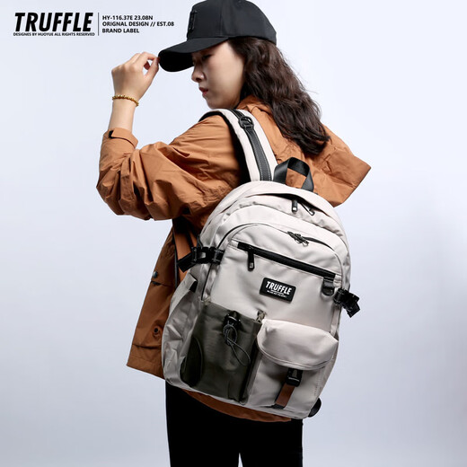 
TRUFFLE backpack large capacity travel male student schoolbag ins niche trendy brand light outdoor women mountaineering backpack SPXN-beak gray