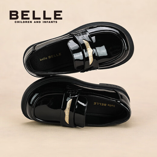 Zapatos Belle para niños, zapatos de cuero negro para niñas, mocasines de estilo nuevo británico de otoño 2025, zapatos de moda para niños, negro 36