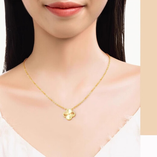 Ji Bochi gold-plated silver G24K gold four-leaf clover necklace for women, light luxury niche clavicle chain birthday gift for girlfriend, four-leaf clover necklace with thickened gold layer