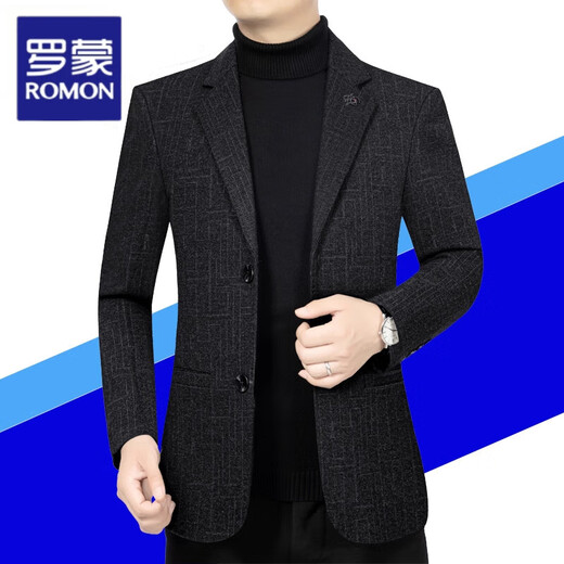ROMON counter 2025 spring and autumn new high-end wool suit men's jacket middle-aged casual slim suit 261 black M 170100-125Jin Jin equals 0.5 kg