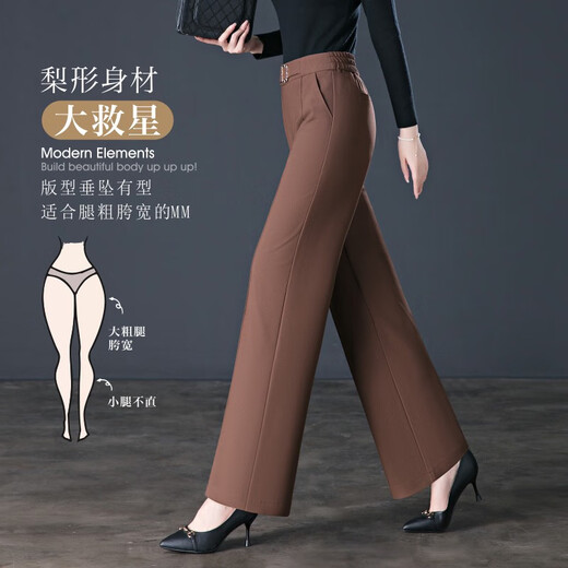 2024春秋新款百斯盾休闲裤女裤时尚百搭直简裤高腰宽松阔腿裤 9276a2f70黑色 XL 30X码
