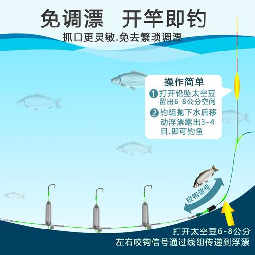 Feiyuejia anti-off-bottom string hook fish hook line tied with finished hook European-style anti-bottom three-fishing no-adjustment float-resistant anti-water Iseni 2-pack Iseni No. 4 anti-bottom string hook