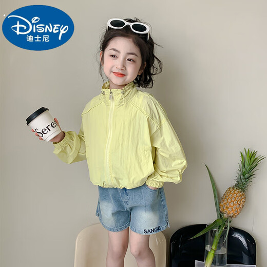 Disney Children's Sun Protection Clothing Girls Summer 2025 New Ice Silk Sun Protection Clothing Summer Girls Skin Clothing Lightweight Jacket Yellow 120