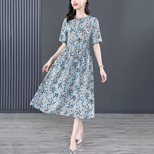 Ehangy light luxury brand dress for women 2025 summer new casual fashion design sense temperament comfortable floral skirt color L (100-115Jin[Jin equals 0.5 kg])