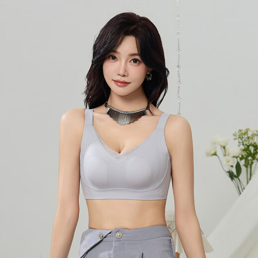 
Yalu French non-mark lifting and anti-sagging underwear for women with large size beautiful back gathering and breast bra brown color L