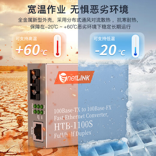 NetLINK HTB-1100S-25KM 100M single-mode dual-fiber optical fiber transceiver photoelectric converter 25 kilometers commercial grade one