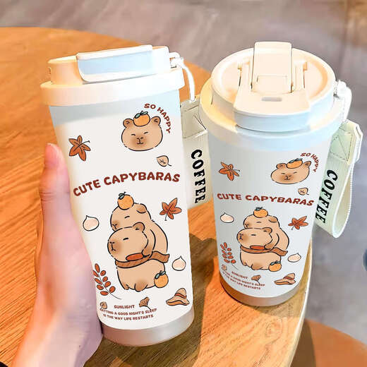 Chengliu Kapibala Thermos Cup grande capacité étudiant portable double boisson café tasse de nouveaux hommes et femmes en paille tasse de pale