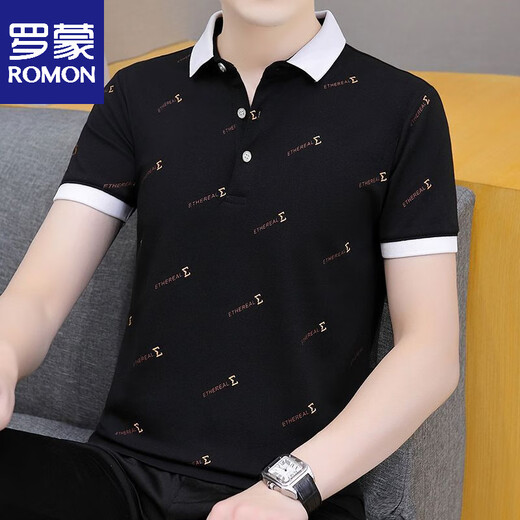 Romon Summer NUEVA Camiseta de la solapa de manga corta para hombres Polo Trendy Casual Media manga Handsome Men's Collar Camiseta 679 White M [sugerido 95-115Jin [Jin iguala 0.5 kg]]]