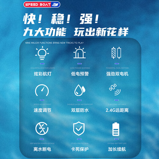 Live stone high speed remote control boat children's toy launchable boat model water remote control speed boat toy super high horsepower long endurance high speed boat dual battery 30 minutes + colorful lights + gift box yacht boy birthday gift