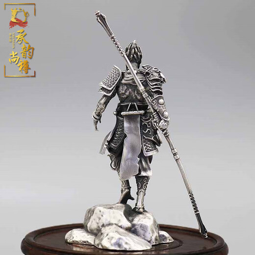 Chengyun Shangzun Dou War God Buddha sterling silver tea pet 999 pure silver black myth Wukong peripheral Monkey King tea pet tea play sterling silver 215 grams of pure silver with certificate
