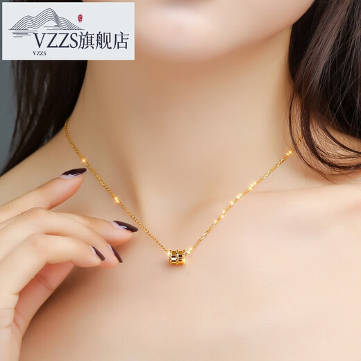 VZZS 18K Gold Women's Rose Gold Small Waist Necklace Clavicle Chain Gold Set Chain Color Gold Pendant Necklace 520 Gift 18k Gold Small Waist Necklace (Medium/Rose Gold