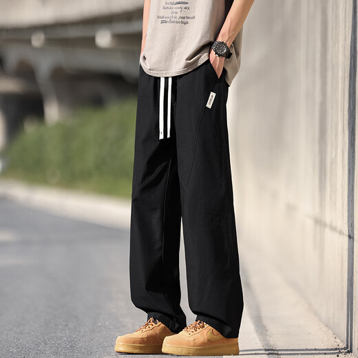 Sept pantalons de soie de glace d'été Wolf pour hommes minces minces pantalons droits en vrac pour hommes pour un pantalon à séchage rapide décontracté pour hommes pour hommes K6636 Green militaire L environ 110 ~ 130jin [Jin est égal à 0,5 kg] peut être porté