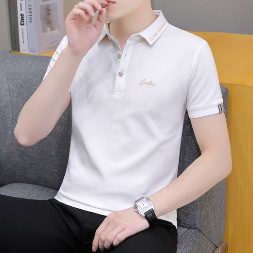 Playboy (Playboy) Sommer Revers kurzärmelig T-Shirt Herren Pure Cotton Youth Business Casual halbärmelige Top-Kleidung mit Kragen gutaussehend Polo-Hemd Schwarz Qy683 4xl