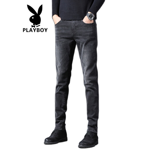 Playboy (Playboy) Hong Kong High-End-Sommer-Schwarze Jeans 2025 neuer elastischer schlanker, gerade Füße koreanische Version Langes Hosen Gray 1049 Gray 28