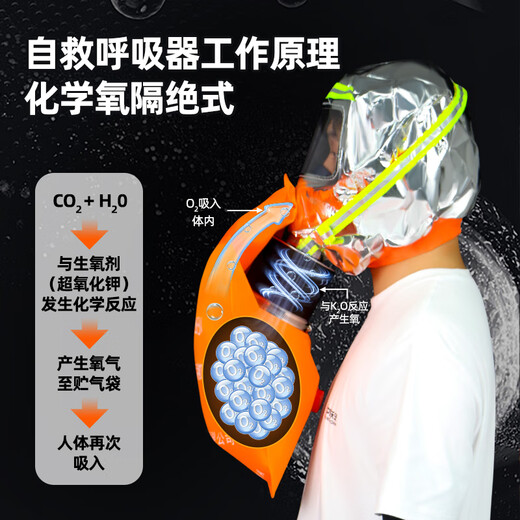 Zhongjia Woan Chemical Oxygen Fire Self-Rescue Respirator Fire Mask Anti-Gas and Anti-Smoke Mask 3C Fire Escape Fire Fighting Equipment 3 Pack/3C Certification/4 Year Validity