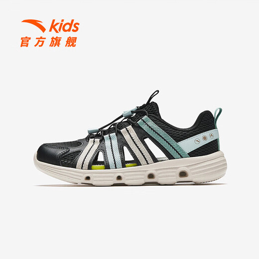 ANTA children's sandals, boys' shoes, 2026 summer new outdoor water and land tracing shoes, Baotou anti-collision beach shoes, black/ice crystal green-2 33 size
