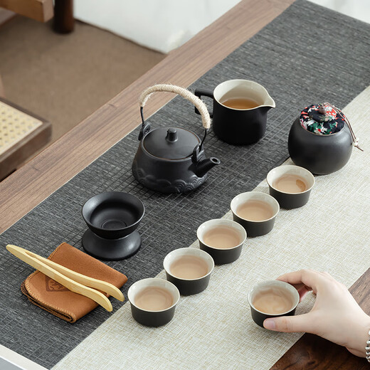 Zhai Leisure Tea Set Home Office Tea Tray Living Room Tea Table Kung Fu Ceramic Teacup Teapot Tea Rhyme 12 Heads