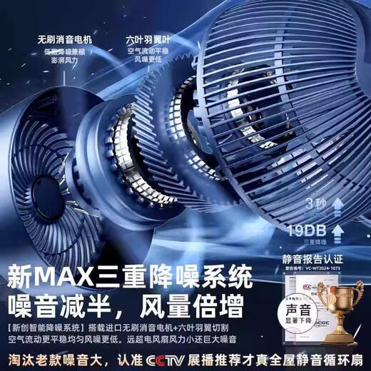 Niye 300m2 Powerful Cooling丨16% Cooling in Seconds Electric Fan Silent Bedroom Super Silent Level One Energy Efficiency Fan Refrigeration Air Conditioning Fan Household Floor Fan Air Circulation Fan Ice Blue 200m Cooling-Mechanical Power Saving-Silent Constant Cooling