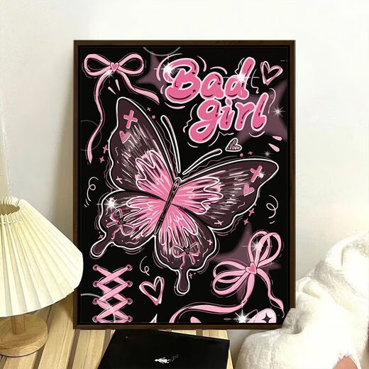 溥畔蝴蝶数字油画2024新款画画填色手绘感油彩装饰画 gx3895 30*40cm加厚内框