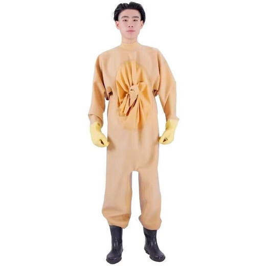 Rubber full-body waders waterproof clothes rain pants thickened and wear-resistant men's one-piece fishing pants fishing leather fork belly gray gloves thickened + unisex 43 shoe size