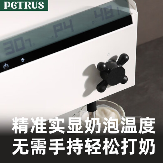 柏翠（petrus）3888pro 咖啡机家用意式半自动浓缩商用办公室小型一体机奶泡双锅炉 节日礼物 太空白