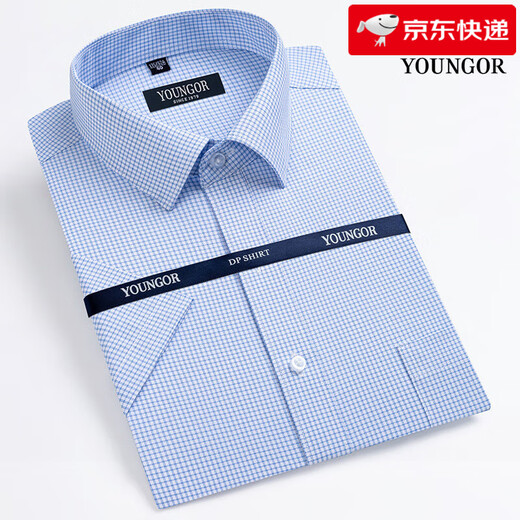 CEO Yageol Summer Herren Kurzarm Shirt Business Formale Kleidung Casual Locker Arbeit ohne Eisen kariertes Plaid-Hemd Männer DX6628 41 (empfohlenes Gewicht 145-160jin [Jin gleich 0,5 kg])