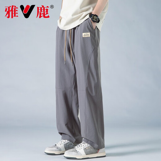Pantalones de yalu bingsi para hombres en verano pantalones casuales de pierna recta, de color recto de agua rápido para niños, nuevos pantalones de patas abiertas 6636 negros l alrededor de 110-130Jin [Jin equivale a 0.5 kg]